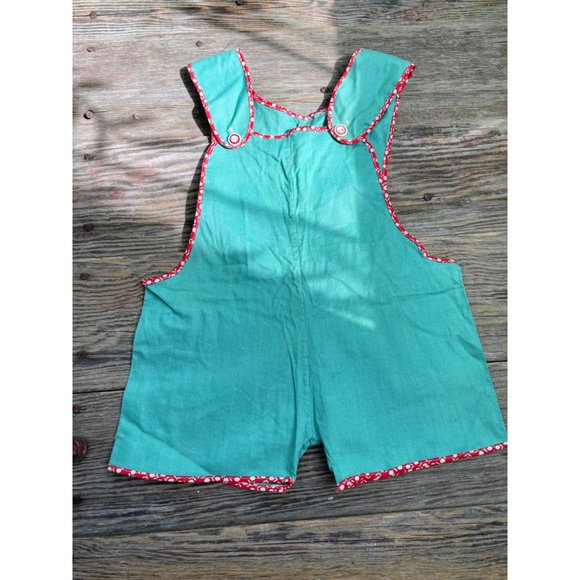 Vintage 1930s Green Cotton Infant One Piece Romper Milk glass Buttons - Picture 1 of 11